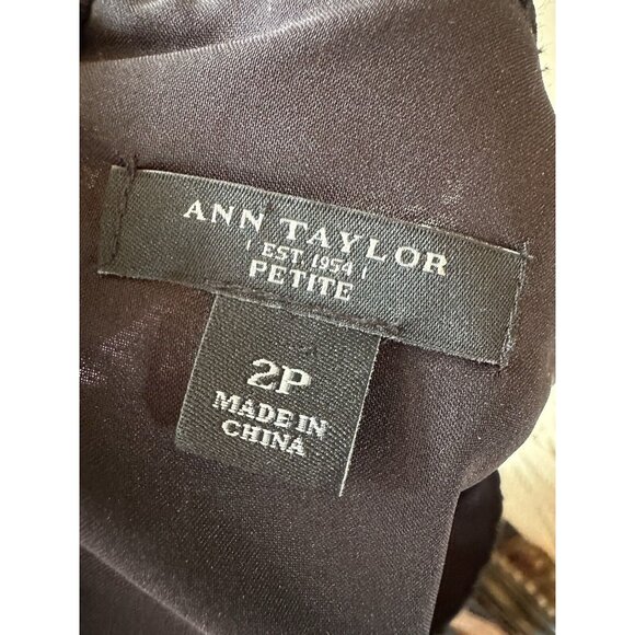 Ann Taylor Black Semi Sheer Long Sleeve Petite  Dress Sz 2P - Picture 7 of 10